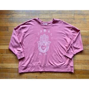LUCKY BRAND Peachy Pink Boho Sweatshirt sz 3X